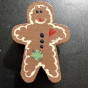 Vintage Christmas Ginger Bread man pin‎ Hand Painted